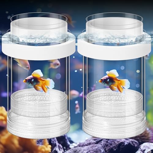 Beeveer Züchterbox für Aquarium, Züchter, Trennnetz, Zuchtbox mit Saugnapf für kleine Fische, Garnelen, Clownfische, Guppy, 2 Stück (Weiß, M) von Beeveer