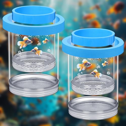 Beeveer Züchterbox für Aquarium, Züchter, Trennnetz, Zuchtbox mit Saugnapf für kleine Fische, Garnelen, Clownfische, Guppy, Blau, L, 2 Stück von Beeveer