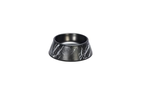 Beeztees DBL Hundefutter Wassernapf, Mattschwarz Edelstahl, Schwarz Marmor Optik, 14cm, 160ml von Beeztees