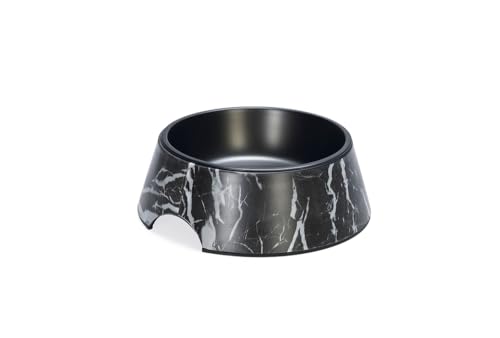 Beeztees DBL Hundefutter Wassernapf, Mattschwarz Edelstahl, Schwarz Marmoroptik 22cm, 700ml von Beeztees