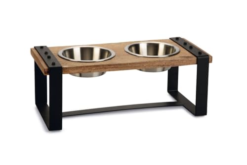 Beeztees K&Bz Hundeteller aus Holz, 44 x 19 x 15 cm, 2 x 350 ml, Braun, 2000 g von Beeztees