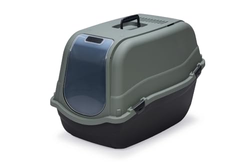 Beeztees Geschlossene Katzentoilette mit Geruchsfilter, Anthrazit Dunkelblau 64 x 44 x 46 cm von Beeztees