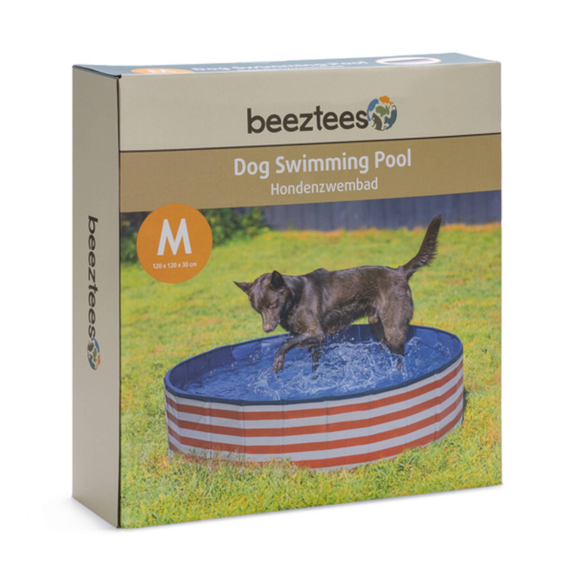 Beeztees Hundepool Doggy Dip, rot/weiß - Größe M: Ø 120 x H 30 cm von Beeztees