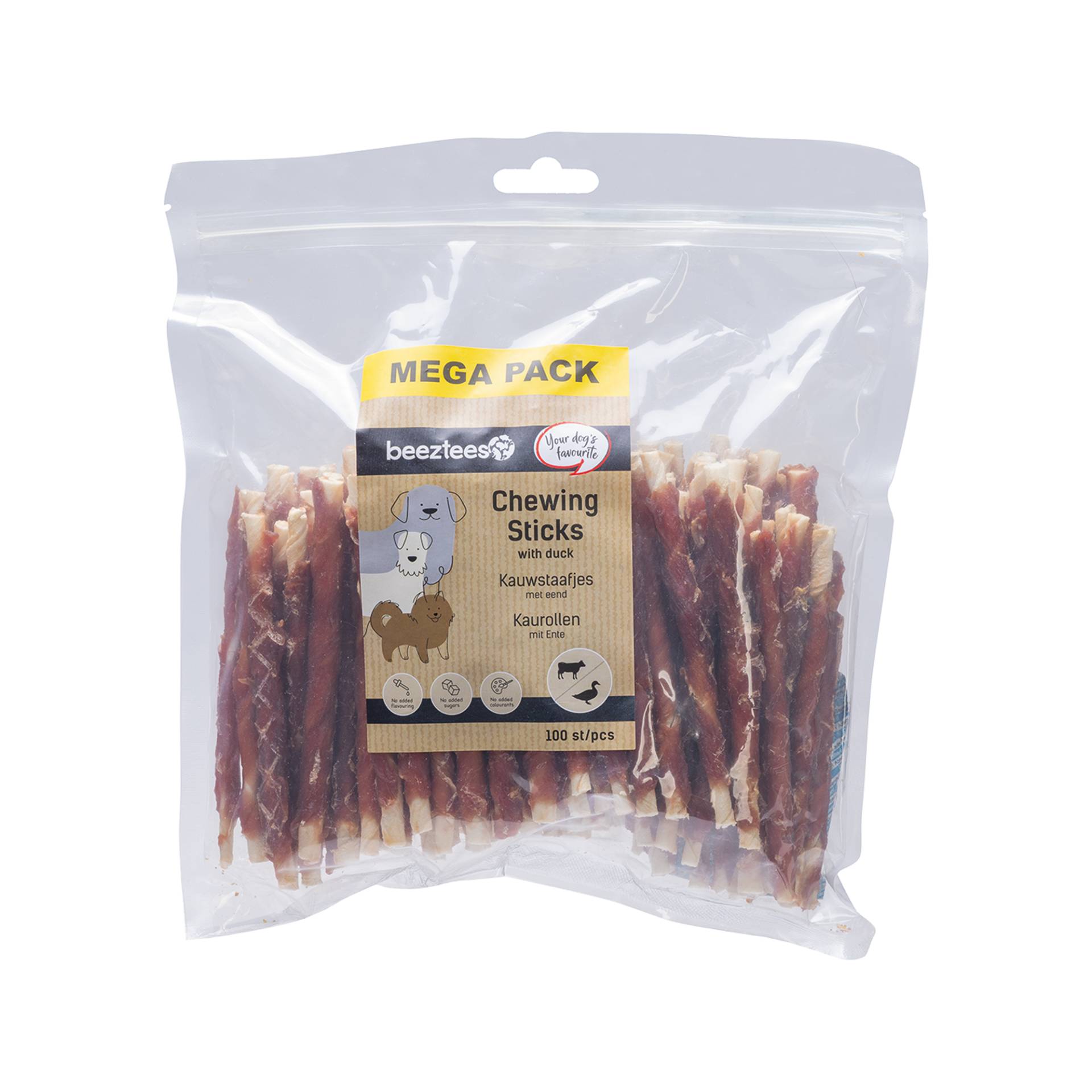 Beeztees kulinarische Sticks Mega Pack - Ente - 100 Stück - 12,5 cm von Beeztees