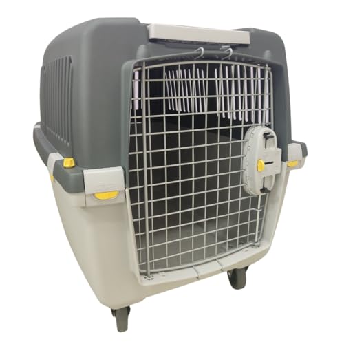 TRIXIE Transportbox Gulliver – S-M: 45 × 40 × 61 cm, IATA-konforme Hundebox für Reisen mit Auto, Zug & Flugzeug, stabile & leichte Kunststoffbox mit Metalltür & Belüftung – 39871 von Chalesco
