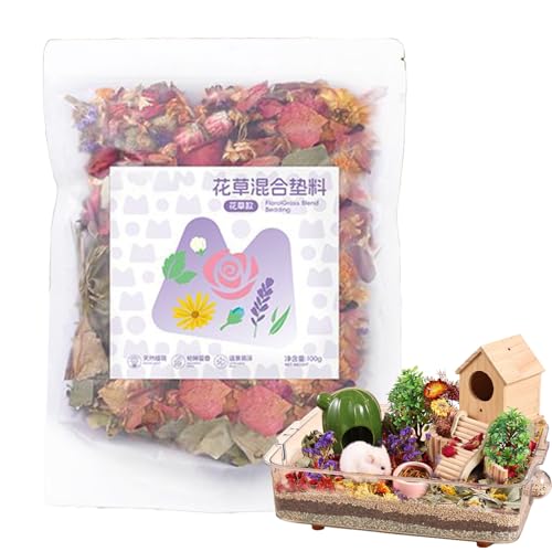 Befeixue Bunny Einstreu | 100g Getrocknete Meerschweinchen Streu - Matte Feuchtigkeitsabsorption Langanhaltende Düfte Beruhigende Lebensraumdekoration Für Kleine Frettchen Hühner Käfig Katze von Befeixue