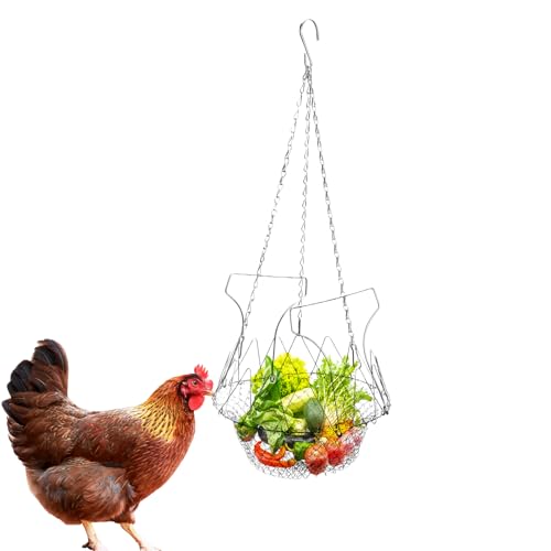 Befeixue Hühnerfutterspender - Geflügel-Futterkorb Aus Metall | Klappbarer Metall-Futterhalter Mit Napf Für Stall Garten Weide von Befeixue