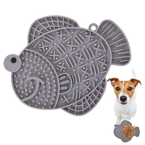 Lick Matste Für Katzen Hunde | Silikon Schleckmatte | Langsame Fütterung Leckmatte Mit Saugnäpfeln | Fischform Hunde Behandelt Matte | Haustier Silikon Fütterung Matte Zum Training von Befeixue