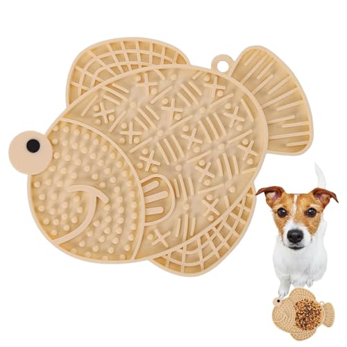 Lick Matste Für Katzen Hunde | Silikon Schleckmatte | Langsame Fütterung Leckmatte Mit Saugnäpfeln | Fischform Hunde Behandelt Matte | Haustier Silikon Fütterung Matte Zum Training von Befeixue