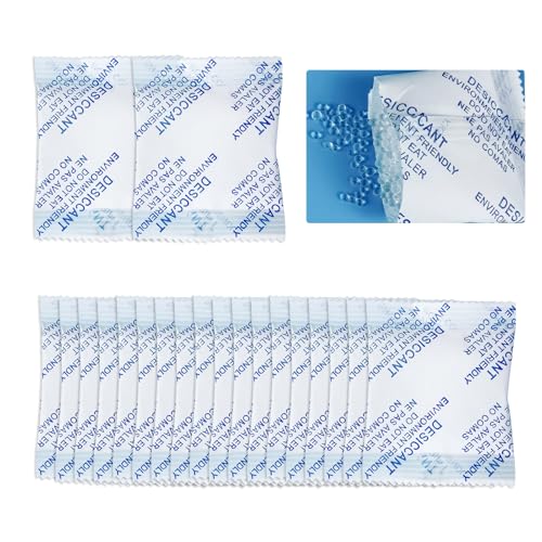 20g x 20 Stück Trockenmittel Silica Gel, Lebensmittelechtem Kieselgel Trockenmitte, Trocknungsmittel für Katzen Hunde Futterspender, Feuchtigkeit Absorber Desikkant für Kleidung, Schuh von Begonia