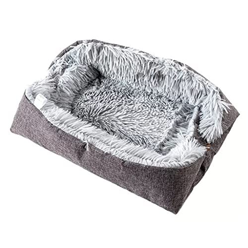 2-in-1 Bett und Matte, kleines Hundehauskissen, faltbar, Plüschkorb, Decke, warme Matte, Welpenliege, Hundehütte (Einheitsgröße) von Begonial