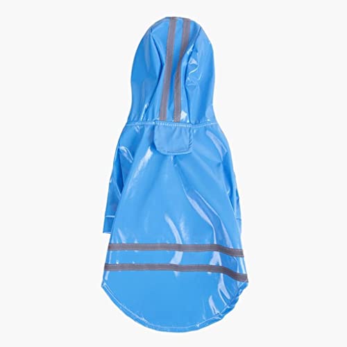 Haustier Hund Kleidung Kapuzen Regenmantel Reflektierende Gestreifte Hund Regenmantel Jacke Outdoor Welpen Atmungsaktive Kleidung (Blau M) von Begonial