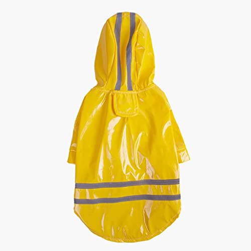 Haustier Hund Kleidung Kapuzen Regenmantel Reflektierende Gestreifte Hund Regenmantel Jacke Outdoor Welpen Atmungsaktive Kleidung (Gelb L) von Begonial