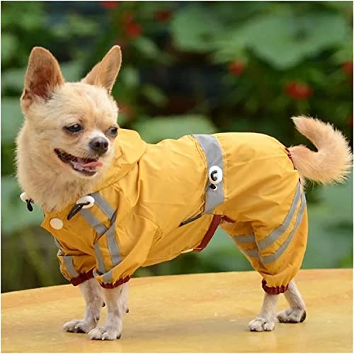 Haustier-Regenmantel-Jacke, Welpen-Regenmantel, reflektierende Streifen, Kleidung, Heimtierbedarf (Gelb L) von Begonial