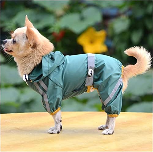Haustier-Regenmantel-Jacke, Welpen-Regenmantel, reflektierende Streifen, Kleidung, Heimtierbedarf (Grün L) von Begonial