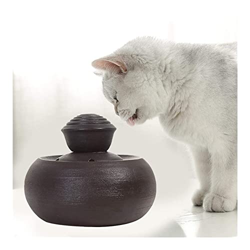 Haustier-Wasserspender Keramik-Katzen-Trinkbrunnen, Haustier-Trinkbrunnen für Katzen und Hunde mit Filter-Katzenbrunnen (braun) von Begonial