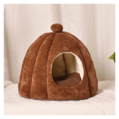 Warmes, abnehmbares Katzenhöhlenbett, halb geschlossenes Hundehüttenbett, Schlafhauskissen (Argento 45 cm * 40 cm) von Begonial