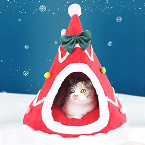 Warmes Haustierbett, Schwamm, abnehmbares Katzenbett, Heimtierbedarf, niedliche Weihnachtsmützenform (BL-Code) von Begonial
