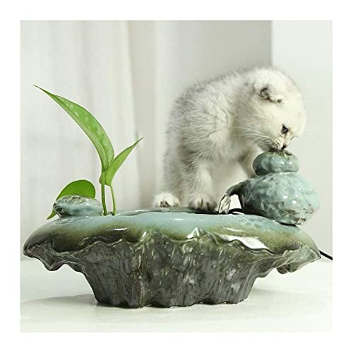 Wasserspender für Haustiere, Katzenbrunnen, automatischer Wasserspender aus Keramik für Katzen und kleine Hunde (grün) von Begonial