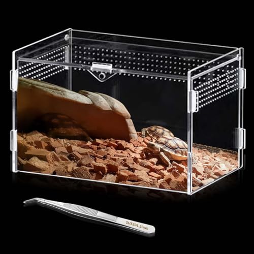 Acryl Terrarium Schnecken Terrarium: 20x12x12cm Mini Transparent Terrarium, Reptil Fütterungsbox, Insekten Terrarium, Terrarium-Behälter, Critter Box für gehörnte Frösche, Echse, Schlangen von Behogan