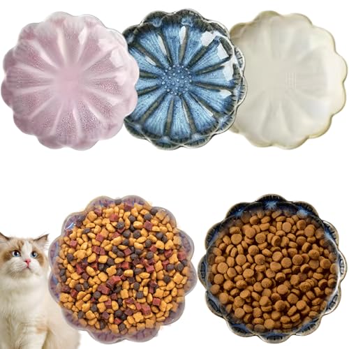 Behogan 5 Stück Katzennapf Keramik, Futternapf Katze, Keramik-Katzennäpfe, Futterschüssel Katze, Fütterung Schüssel, Katzennapf Set, Katzenschüssel Flach, Katzenfutternapf für Katzen von Behogan