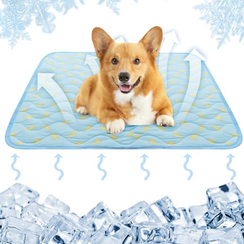 Behogan 70x55CM Kühlmatte für Hunde, Waschbare Selbstkühlende Kühlmatte mit Rutschfester kühlmatte Hund, Sommer Kühlkissen rutschfeste kühldecke Hund für Zuhause Unterwegs oder im Auto von Behogan