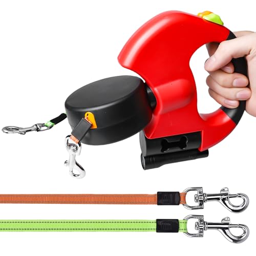 Doppelte Hundeleine Ausziehbar, Doppelleine für 2 Hunde, 300cm Rollleine Einziehbare Hundeleine, Einziehbare Hundeleine, Hundeleine mit Licht, Hundeseil nachts reflektierend, Ergonomischer Griff Doppelte Hundeleine Ausziehbar, Doppelleine für 2 Hunde, 300cm Rollleine Einziehbare Hundeleine, Einziehbare Hundeleine, Hundeleine mit Licht, Hundeseil nachts reflektierend, Ergonomischer Griff von Behogan
