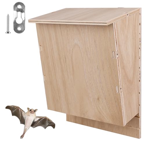 Outdoors Fledermauskasten, 24 x 8.3 x 9.9 cm Wetterfest, Großer Unterschlupf für Fledermäuse, Holz Fledermausnistkasten Nistkasten BausatzFledermaushotel Sommer und Winterquartier (Natur) von Behogan