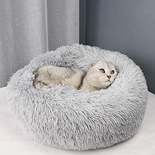 Haustierbett aus Kunstfell, waschbares Plüsch-Donut-Hundekatzenbett, tiefer Schlaf, weiches Kissen, bequem, warm, Katzenhöhle, perfekt für Katzen, Kätzchen, Welpen, kleinere Hunde, Grau Haustierbett aus Kunstfell, waschbares Plüsch-Donut-Hundekatzenbett, tiefer Schlaf, weiches Kissen, bequem, warm, Katzenhöhle, perfekt für Katzen, Kätzchen, Welpen, kleinere Hunde, Grau von BeiGeTing