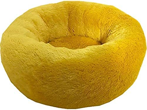 Kunstfell-Haustierbett, waschbares Plüsch-Donut-Hundekatzenbett, tiefer Schlaf, weiches Kissen, bequem, warm, Katzenhöhle, perfekt für Katzen, Kätzchen, Welpen, kleinere Hunde, Gelb Kunstfell-Haustierbett, waschbares Plüsch-Donut-Hundekatzenbett, tiefer Schlaf, weiches Kissen, bequem, warm, Katzenhöhle, perfekt für Katzen, Kätzchen, Welpen, kleinere Hunde, Gelb von BeiGeTing