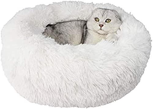 Kunstfell-Haustierbett, waschbares Plüsch-Donut-Hundekatzenbett, tiefer Schlaf, weiches Kissen, bequem, warm, Katzenhöhle, perfekt für Katzen, Kätzchen, Welpen, kleinere Hunde, weiß Kunstfell-Haustierbett, waschbares Plüsch-Donut-Hundekatzenbett, tiefer Schlaf, weiches Kissen, bequem, warm, Katzenhöhle, perfekt für Katzen, Kätzchen, Welpen, kleinere Hunde, weiß von BeiGeTing