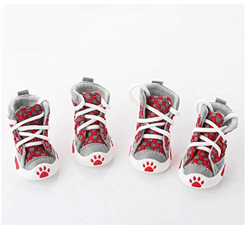4pcs Haustier Hund Denim Schuhe Sport Casual Anti-Rutsch Sneaker Stiefel für Teddy Yorkie von Beihaoer