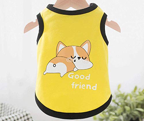 Beihaoer Hundekleidung Frühling und Sommer Atmungsaktiv Dünn Abschnitt Bequem Cool T-Shirt Pullover Katze (Gelb Corgi, M) von Beihaoer