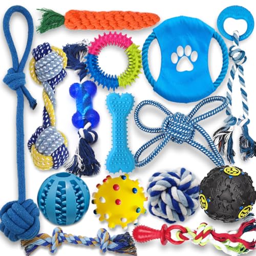 Beiker Kauspielzeug für Welpen, 15 Stück, langlebiges kleines Hundespielzeug für Welpen, unzerstörbares Hundeseil, Kauspielzeug für Langeweile, sicher, ungiftig von Beiker