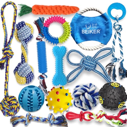Beiker Kauspielzeug für Welpen, 15 Stück, langlebiges kleines Hundespielzeug für Welpen, unzerstörbares Hundeseil, Kauspielzeug für Langeweile, sicher, ungiftig Beiker Kauspielzeug für Welpen, 15 Stück, langlebiges kleines Hundespielzeug für Welpen, unzerstörbares Hundeseil, Kauspielzeug für Langeweile, sicher, ungiftig von Beiker