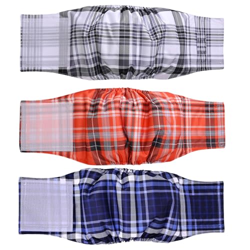 Beilei Creations Premium waschbare Bauchbänder für Rüden, (3er Pack) von Hundewindeln & Hundebauchbänder (M, Grau,Rot,Blau) von Beilei Creations