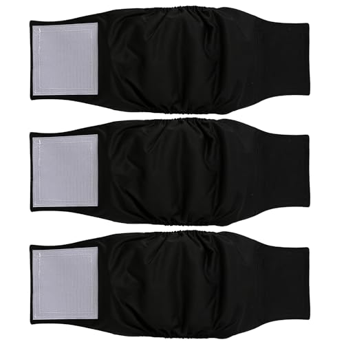 Beilei Creations Premium Waschbare Bauchbänder für Rüden, 3er Pack Hundewindeln & Hundebauchbänder (M, Schwarz) von Beilei Creations