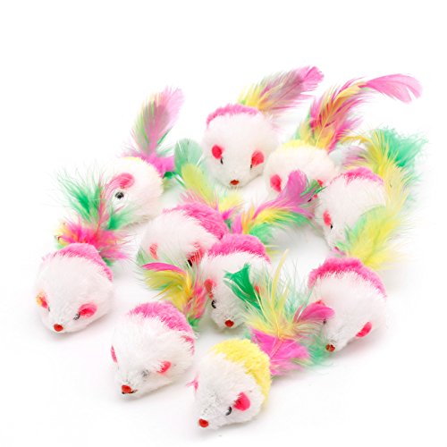 Beimus 10pcs Für Katzen Teaser Spielzeug Flauschige Mäuse Spielzeug Mit Federschwanz Haustier Für Katzen Interaktive Spielzeuge Haustier Zahnpflege Für Katzenkätzchen von Beimus