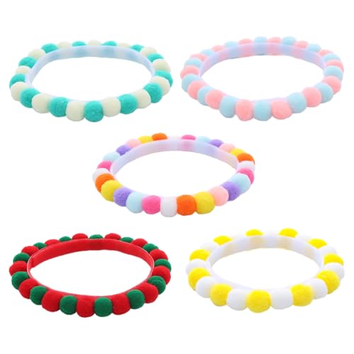 Beimus 5 Stück Haustier-Halsbänder mit bunten Pompons, verstellbares Katzenhalsband für Festivals, Geburtstage Beimus 5 Stück Haustier-Halsbänder mit bunten Pompons, verstellbares Katzenhalsband für Festivals, Geburtstage von Beimus