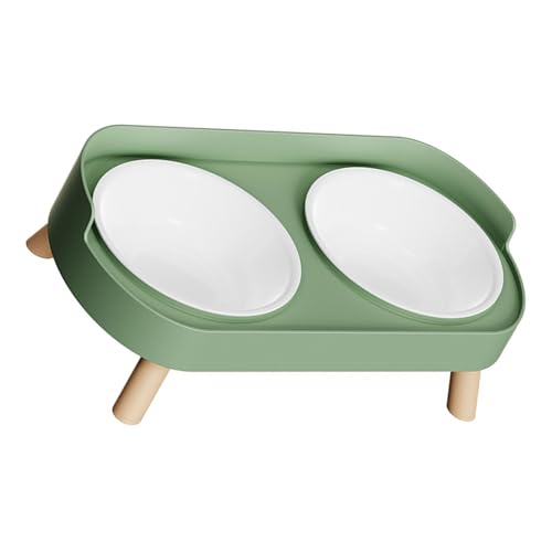 Doppelnapf, erhöhte Haustier-Essstation, spritzwassergeschütztes Design, ergonomische Höhe, Futternapf für Katzen, Wassernapf, Set mit Ständer von Beimus