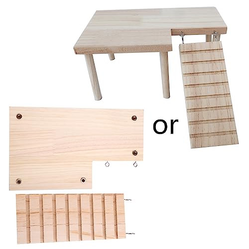 Hamsterholzplattform Mit Beinen Holzständer Für Maus Rennmäusevogel Papagei L Form Für Spielplatz Mit Kletterleiter von Beimus