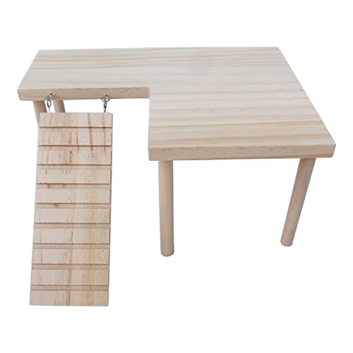 Hamsterholzplattform Mit Beinen Holzständer Für Maus Rennmäusevogel Papagei L Form Für Spielplatz Mit Kletterleiter von Beimus