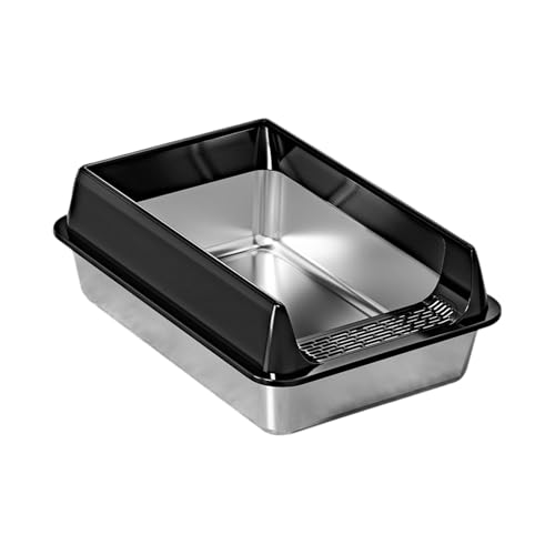 Katzentoilette aus Edelstahl, halbgeschlossenes Design, leicht zu reinigen, glatte Oberflächen, Katzentoilette für Haustier, Büro, Zuhause, Katzentoilette aus Edelstahl von Beimus