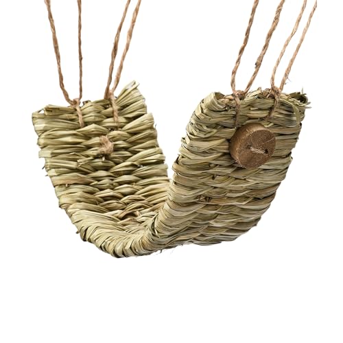 Stabile Papageien-Sitzstange aus natürlichem Gras, Spielzeug für kleine Vögel, sichere Installation, Innen- und Außenbereich, Vogelschaukel von Beimus