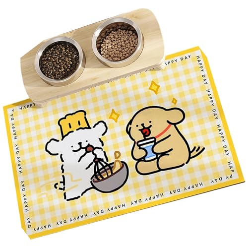 Wasserdichte Futtermatte für Hunde, Cartoon-Muster, schnell trocknende Oberflächen, Tischset, Essunterlage für kleine Haustiere, auslaufsicher, für Hunde von Beimus