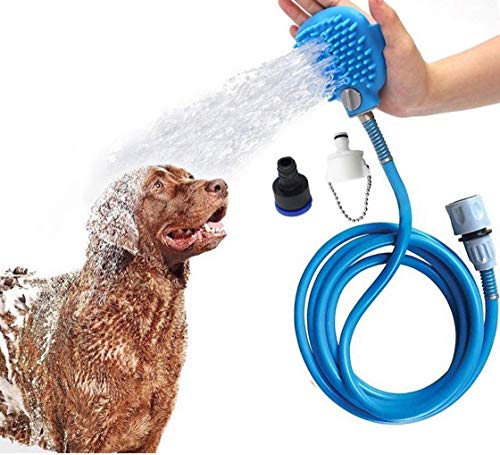 Beinhome Haustier Duschkopf, Haustier Badewerkzeug Duschkopf für Hunde mit Bürste,2,2 Meters PVC Schlauch und 2 Schlauchadapter für Hund,Katze von Beinhome