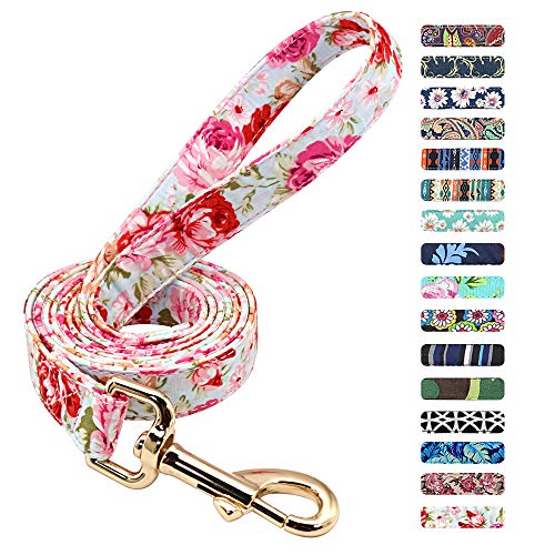 Beirui Floral Dog Lead for Small Medium Large Dogs - Durable Strong Nylon Light-Weight Dog Lead,150cm*2cm,Pink Flower von Beirui