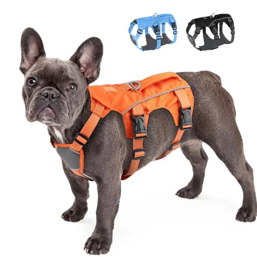 Beirui Hundegeschirr, kein Ziehen, reflektierend, mit gepolstertem Griff, verstellbar, wasserdicht, für kleine, mittelgroße Hunde (Orange, Brustumfang 40,6–78,7 cm) von Beirui