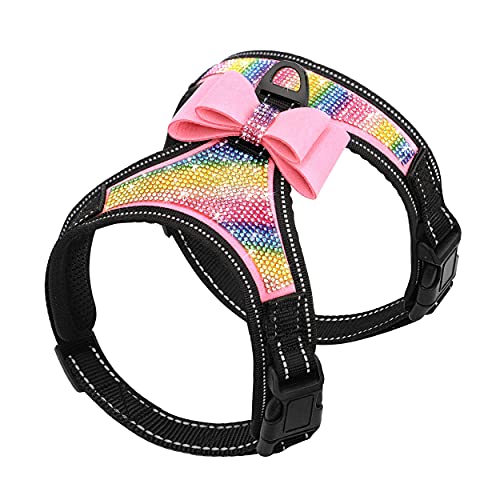 Beirui Hundegeschirr mit Strasssteinen, reflektierend, glitzernd, Nylon, mit glitzernder Fliege, für kleine, mittelgroße und große Hunde, zum Spazierengehen, Party, Hochzeit, Rosa mit Strasssteinen Beirui Hundegeschirr mit Strasssteinen, reflektierend, glitzernd, Nylon, mit glitzernder Fliege, für kleine, mittelgroße und große Hunde, zum Spazierengehen, Party, Hochzeit, Rosa mit Strasssteinen von Beirui