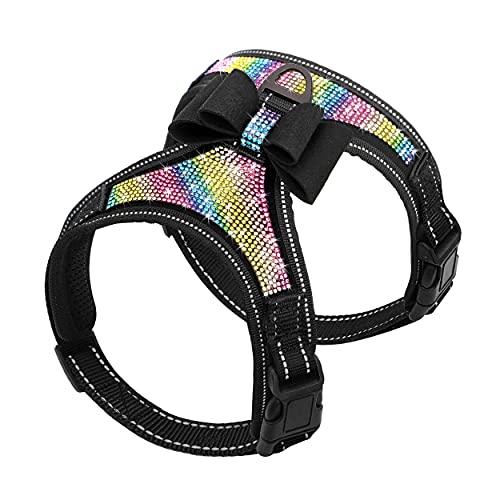 Beirui, pettorina per cani Con Strass riflettenti, in Nylon, Con Papillon scintillante, per cani di Taglia Piccola, Media, Grande, Festa e matrimonio, Strass Nero, S (Petto 26,7-35,6 cm) von Beirui